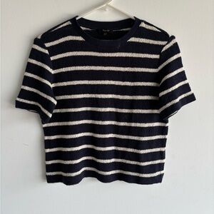 Massimo Dutti Stripped Knit Short Sleeve‎ Sweater sz XS